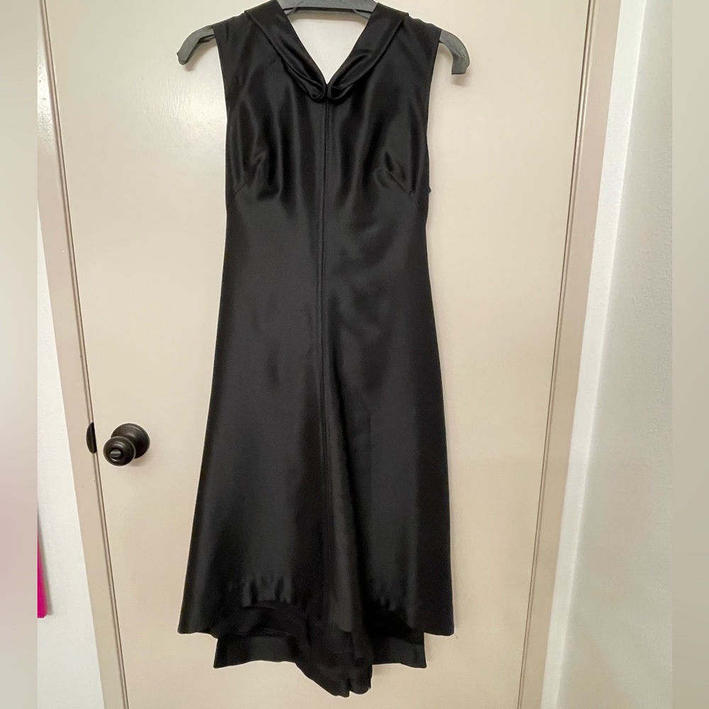 Leon Max limited edition, black, backless, 3/4 length, size 2 formal dress.
